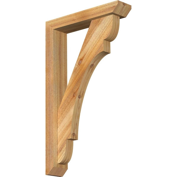 Ekena Millwork Olympic Slat Rough Sawn Bracket w/ Offset Brace, Western Red Cedar, 4"W x 18"D x 30"H BKT0402X18X30OLY06RWR - main